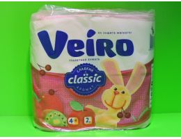Туалетная бумага Linia Veiro Classic розовая 2-х слойная 4 рул/упак 12 упак/кор